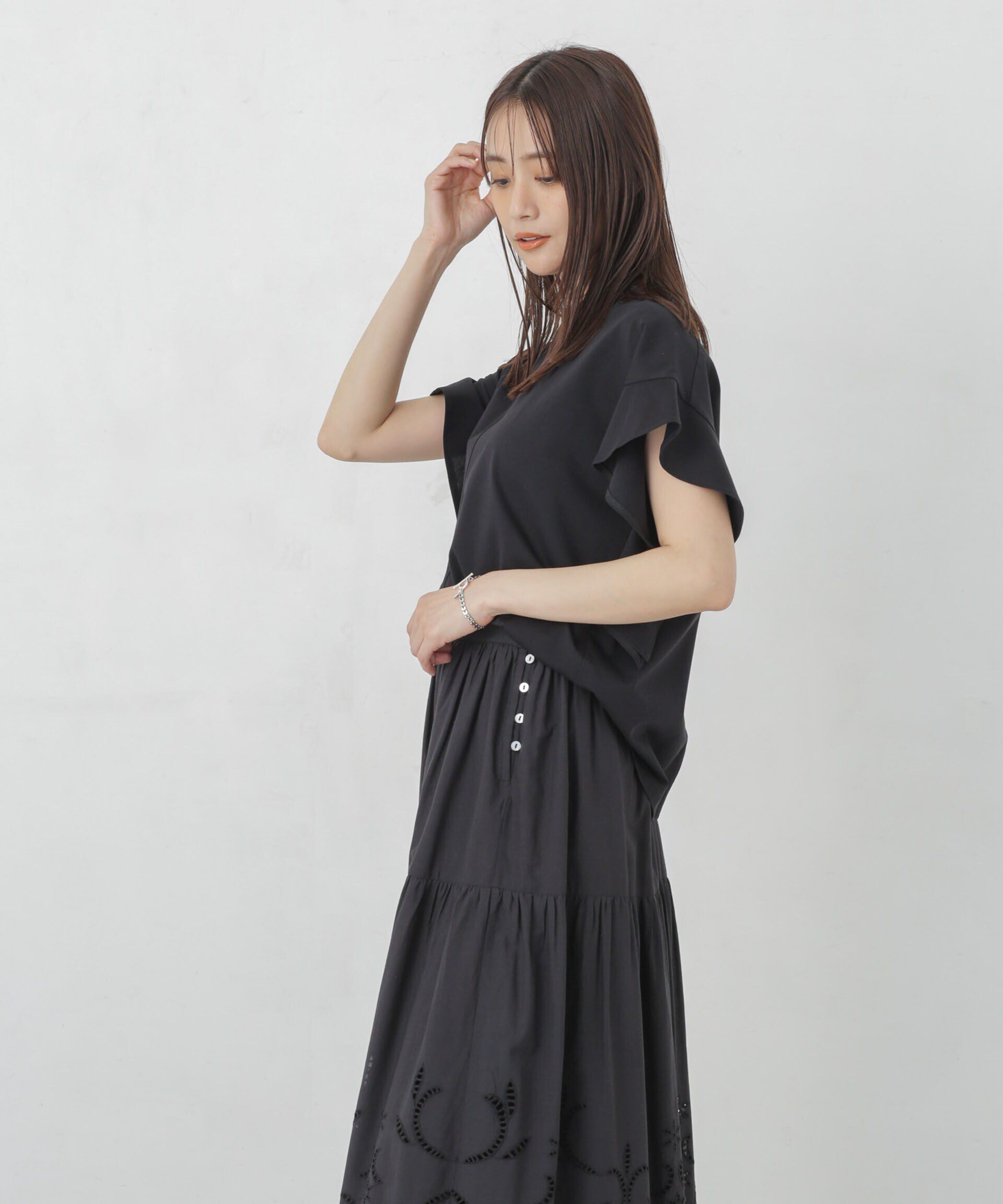 nano･universe「Polygiene フレアスリーブカットトップス」|Tシャツ・カットソー|