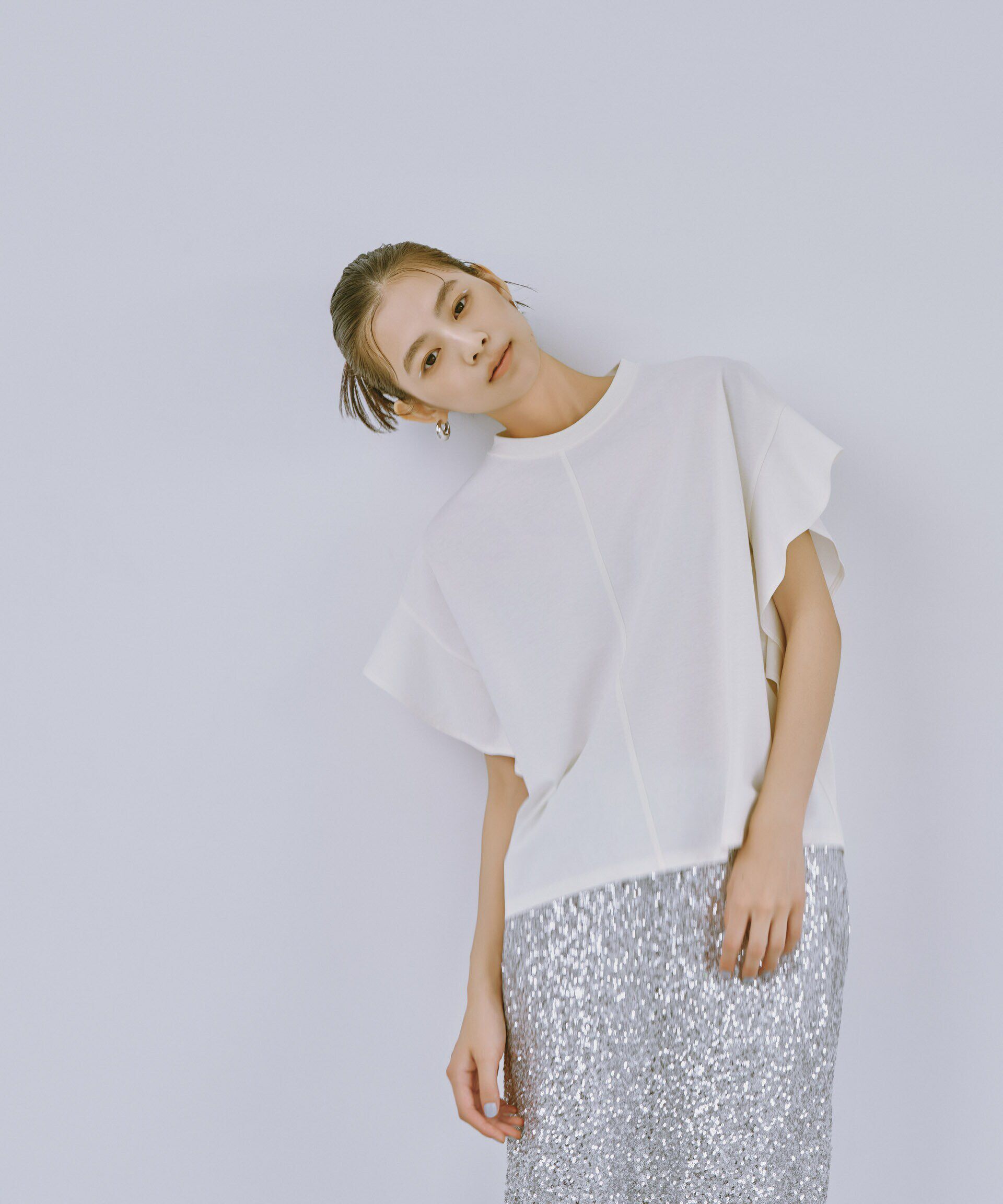 nano･universe「Polygiene フレアスリーブカットトップス」|Tシャツ・カットソー|ホワイト