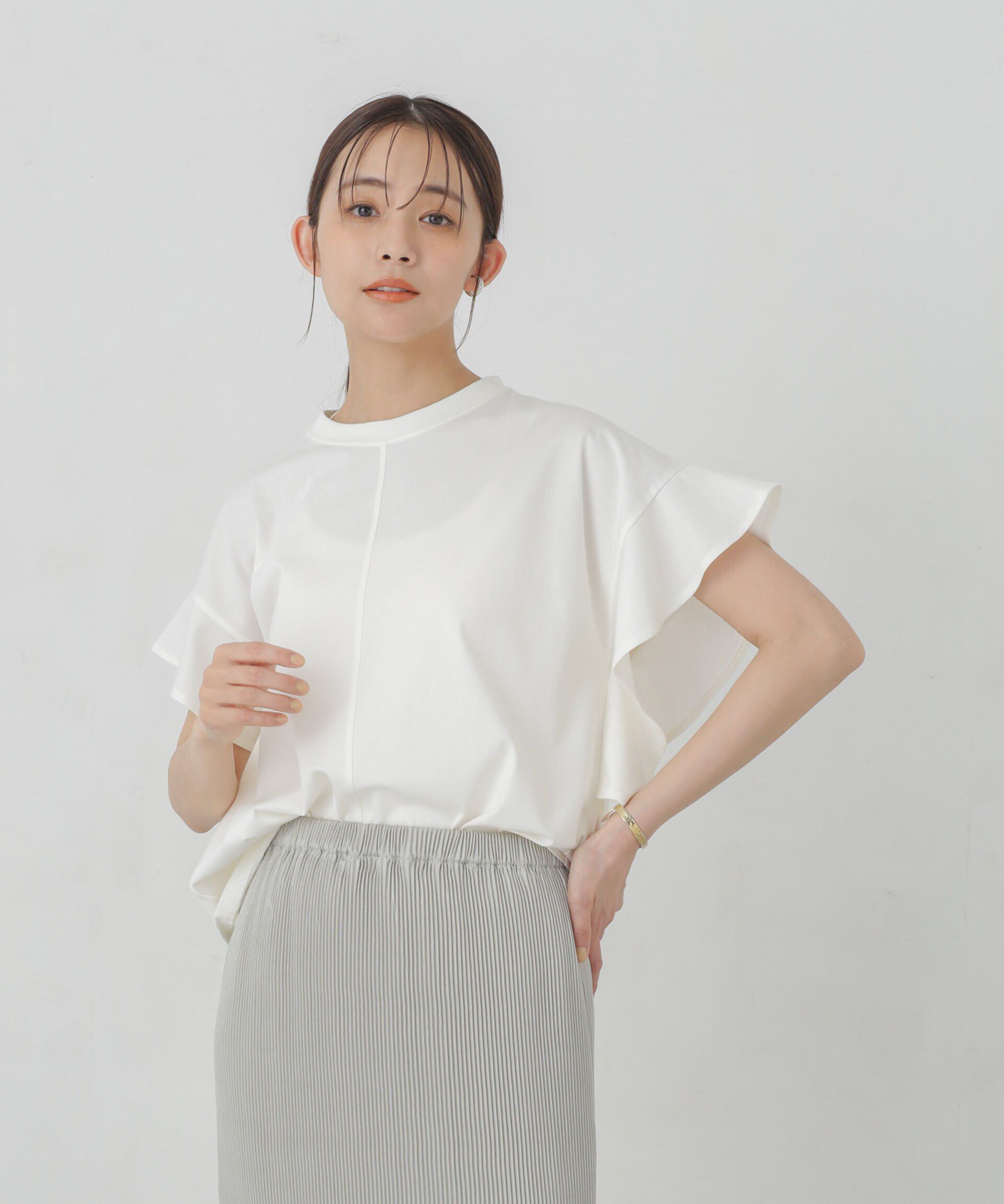 nano･universe「Polygiene フレアスリーブカットトップス」|Tシャツ・カットソー|