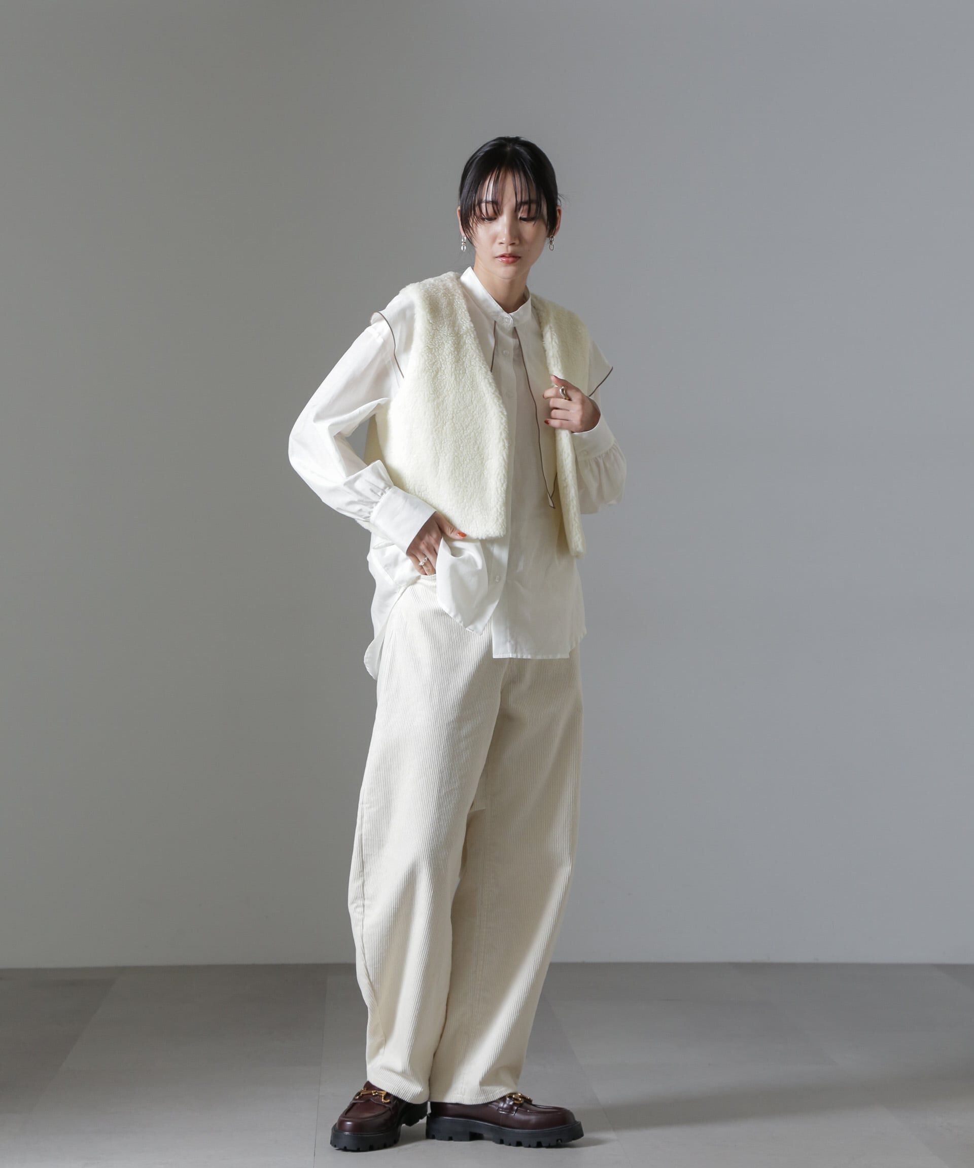 nano･universe「コーデュロイワイドカーブパンツ（セットアップ可）」|チノ|