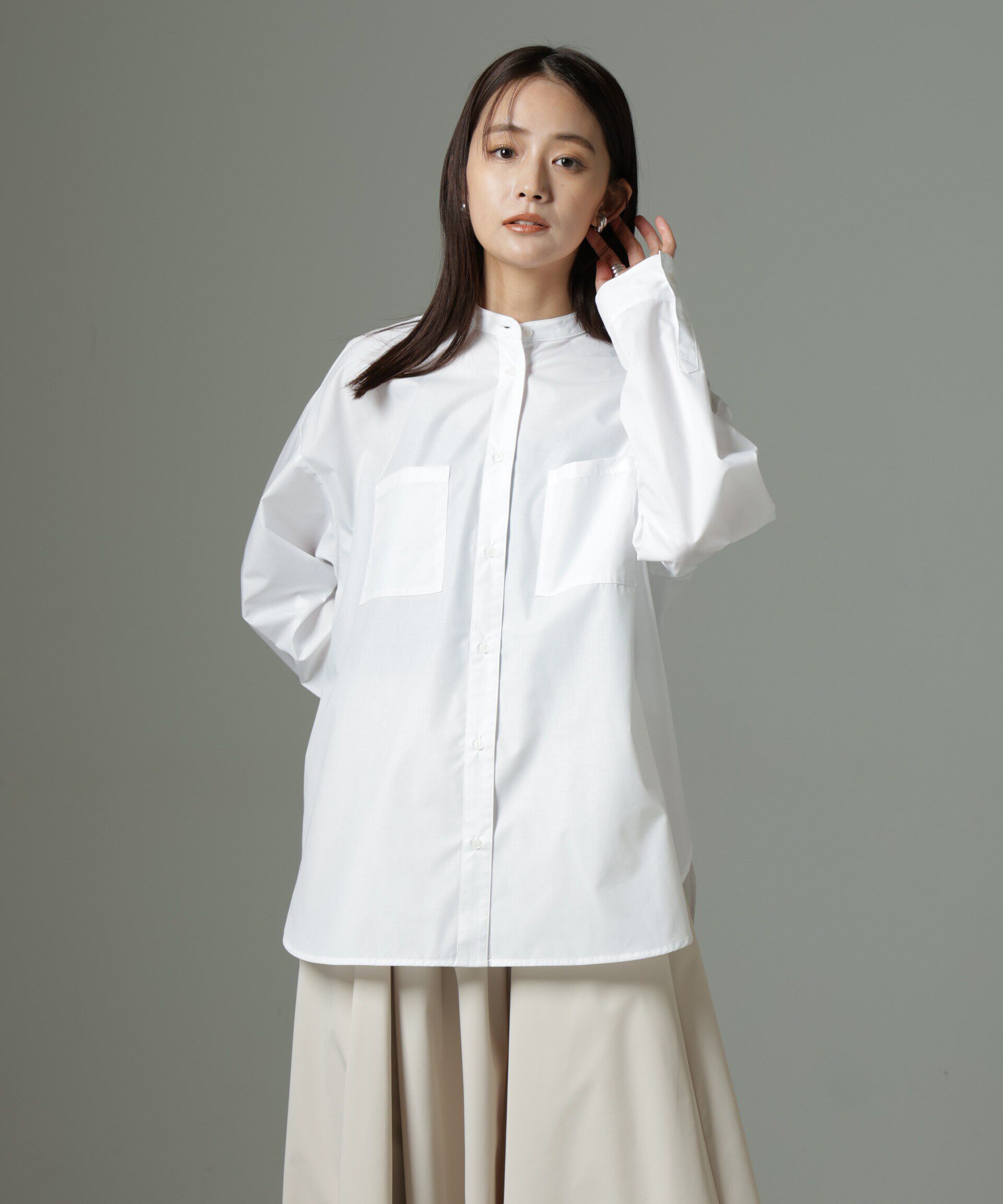 nano･universe「スタンドカラーシャツ」|シャツ・ブラウス|