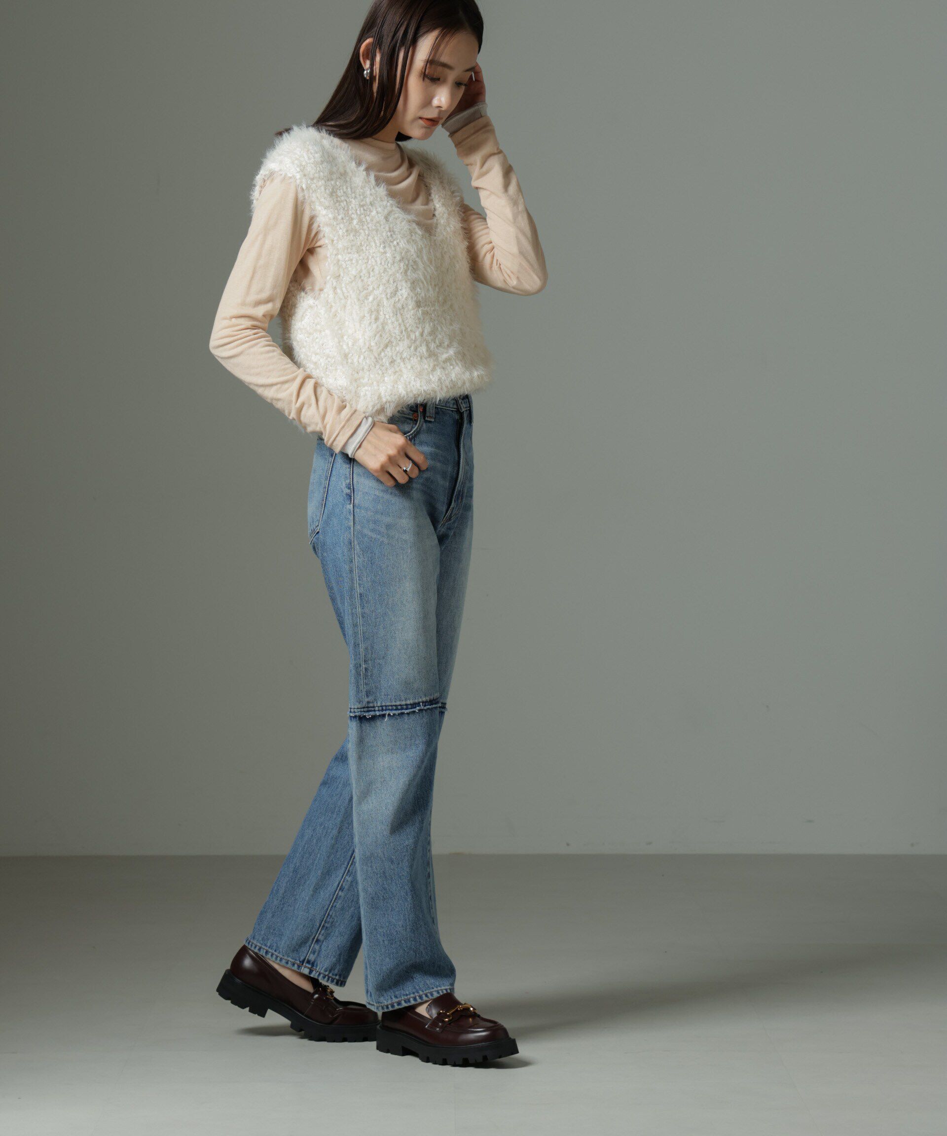 nano･universe「ファンシーシャギーニットベスト」|ニット・セーター|