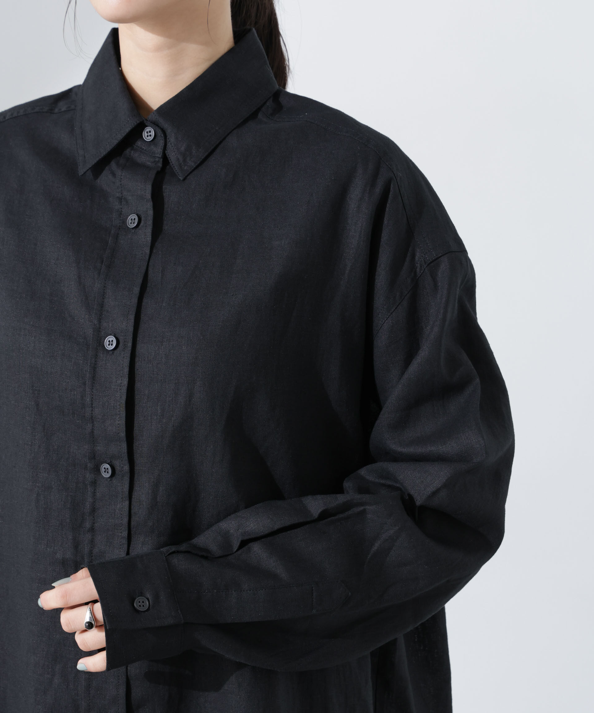 nano･universe「Anti Smell Linen ベーシックワイドシャツ」|シャツ・ブラウス|