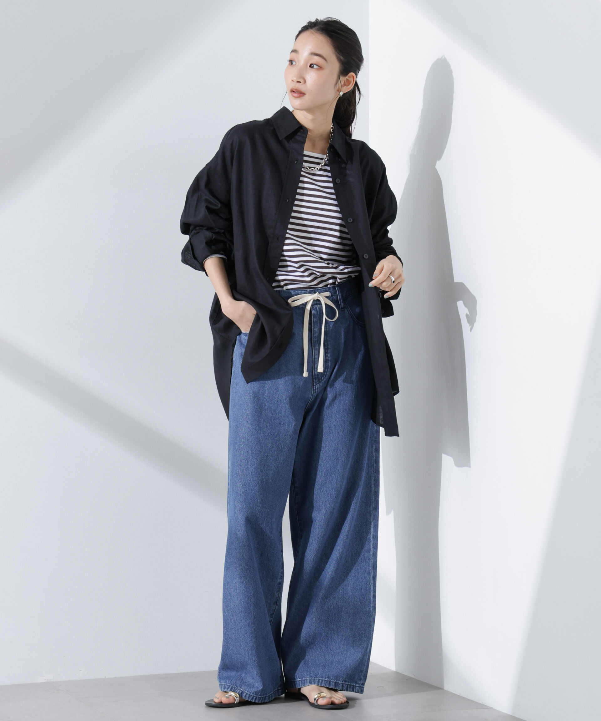 nano･universe「Anti Smell Linen ベーシックワイドシャツ」|シャツ・ブラウス|