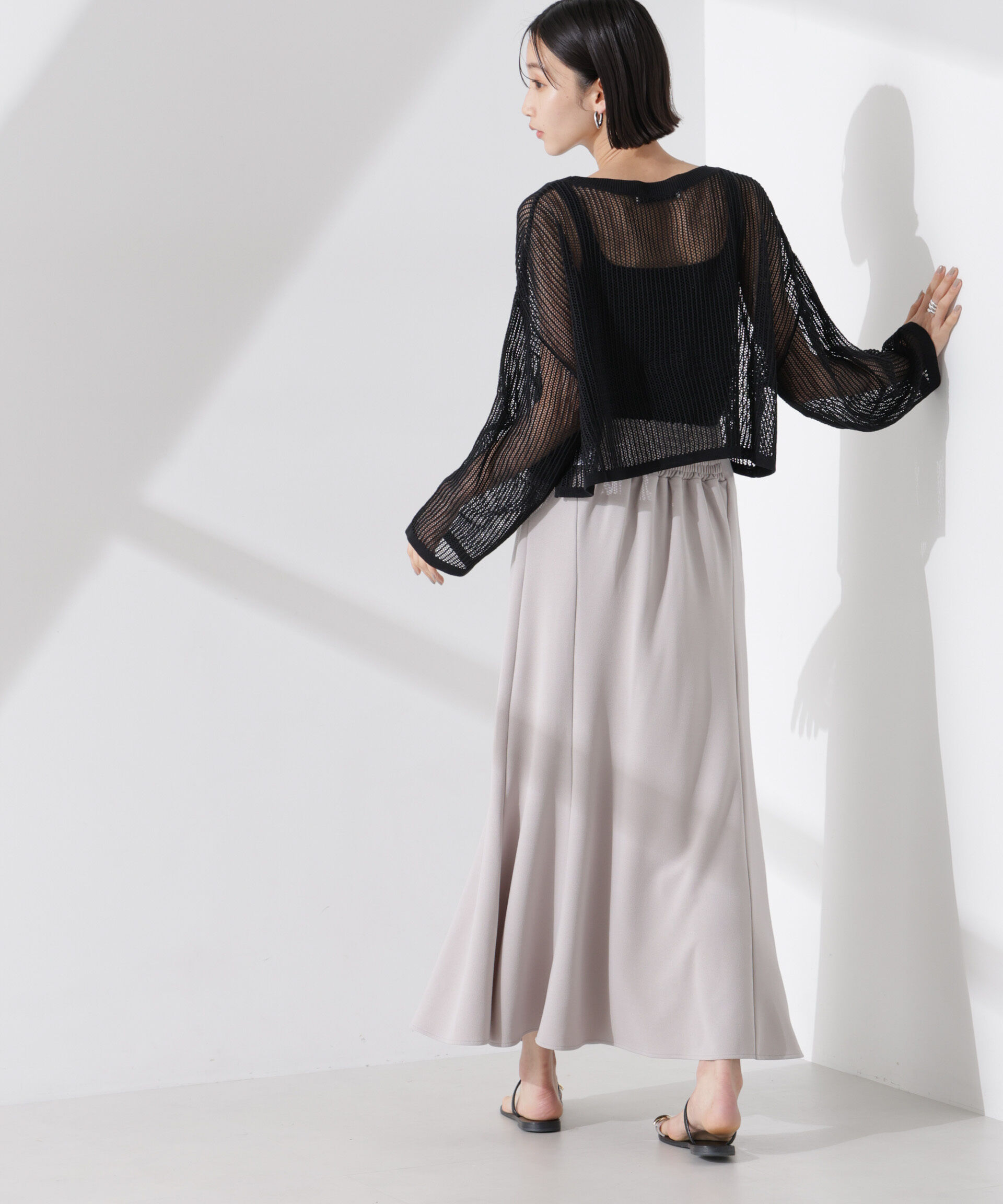 nano･universe「クロップドメッシュニットトップス」|ニット・セーター|