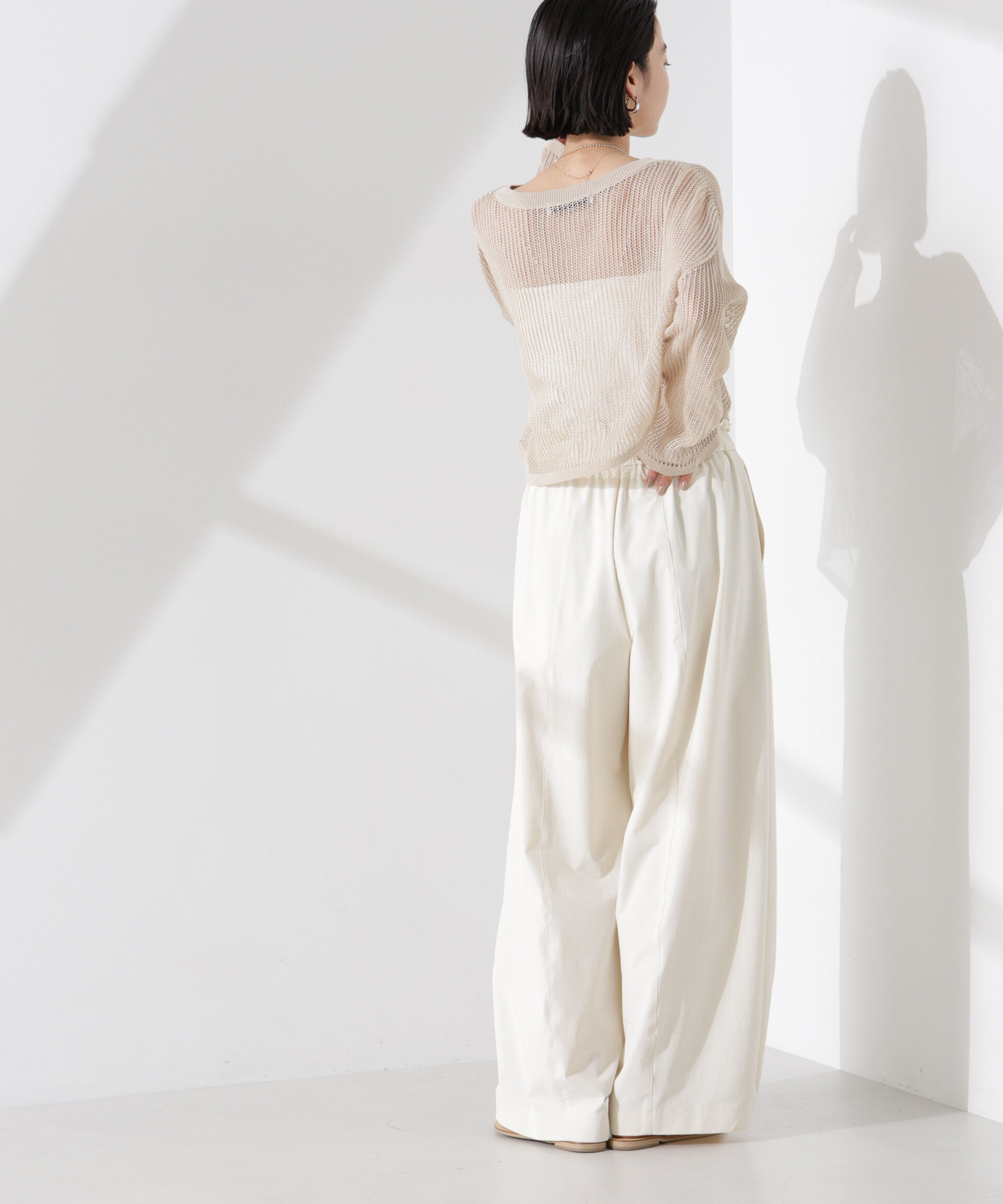 nano･universe「クロップドメッシュニットトップス」|ニット・セーター|