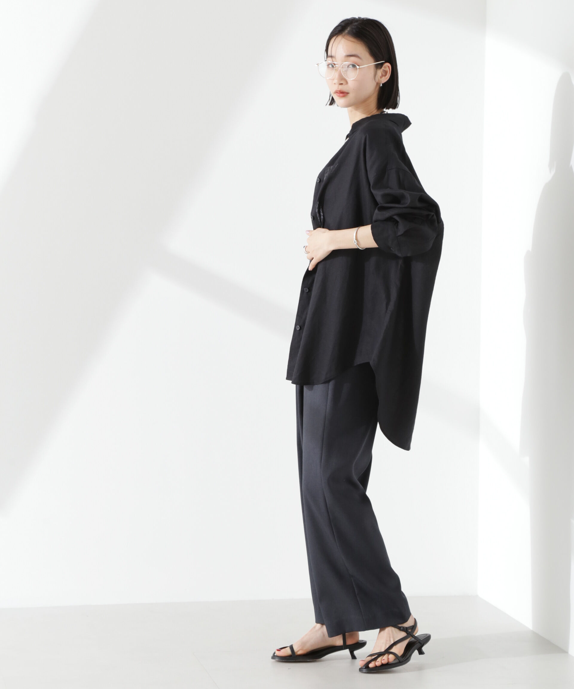 nano･universe「クリスピーツイルタックワイドパンツ(セットアップ可)」|チノ|