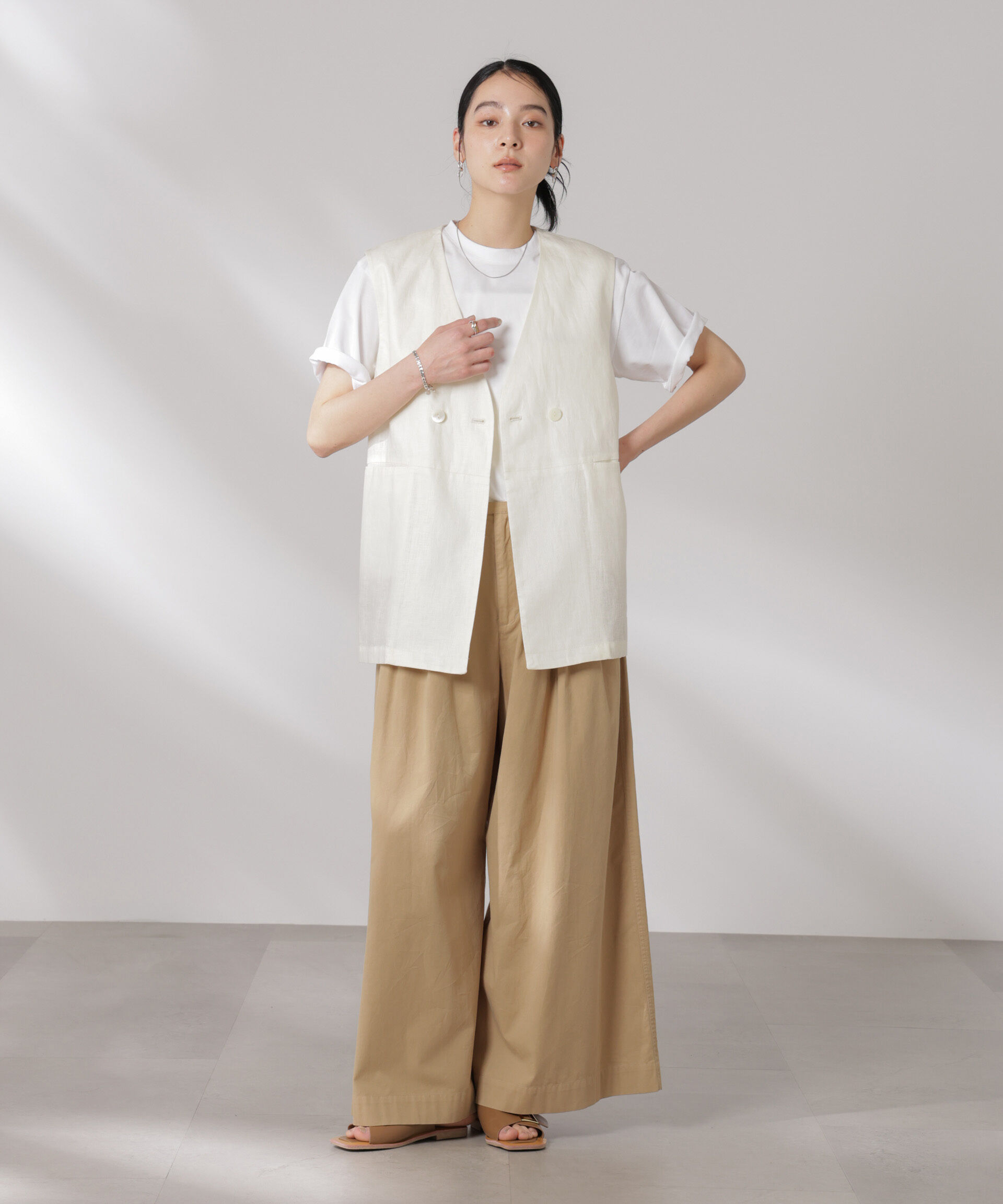 nano･universe「ヨーロピアンフラックス スリットポケットジレ（セットアップ可）」|テーラードジャケット|