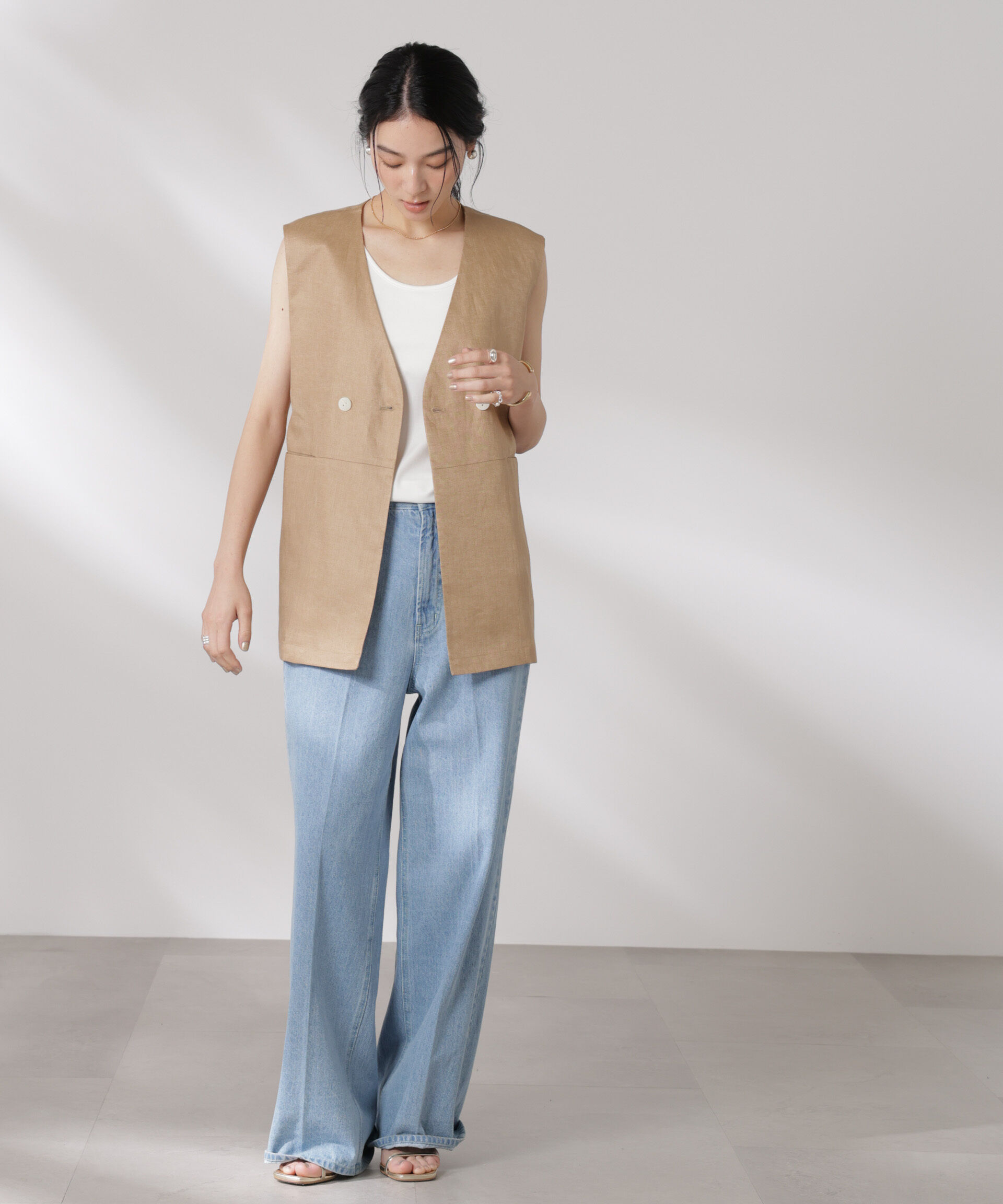 nano･universe「ヨーロピアンフラックス スリットポケットジレ（セットアップ可）」|テーラードジャケット|