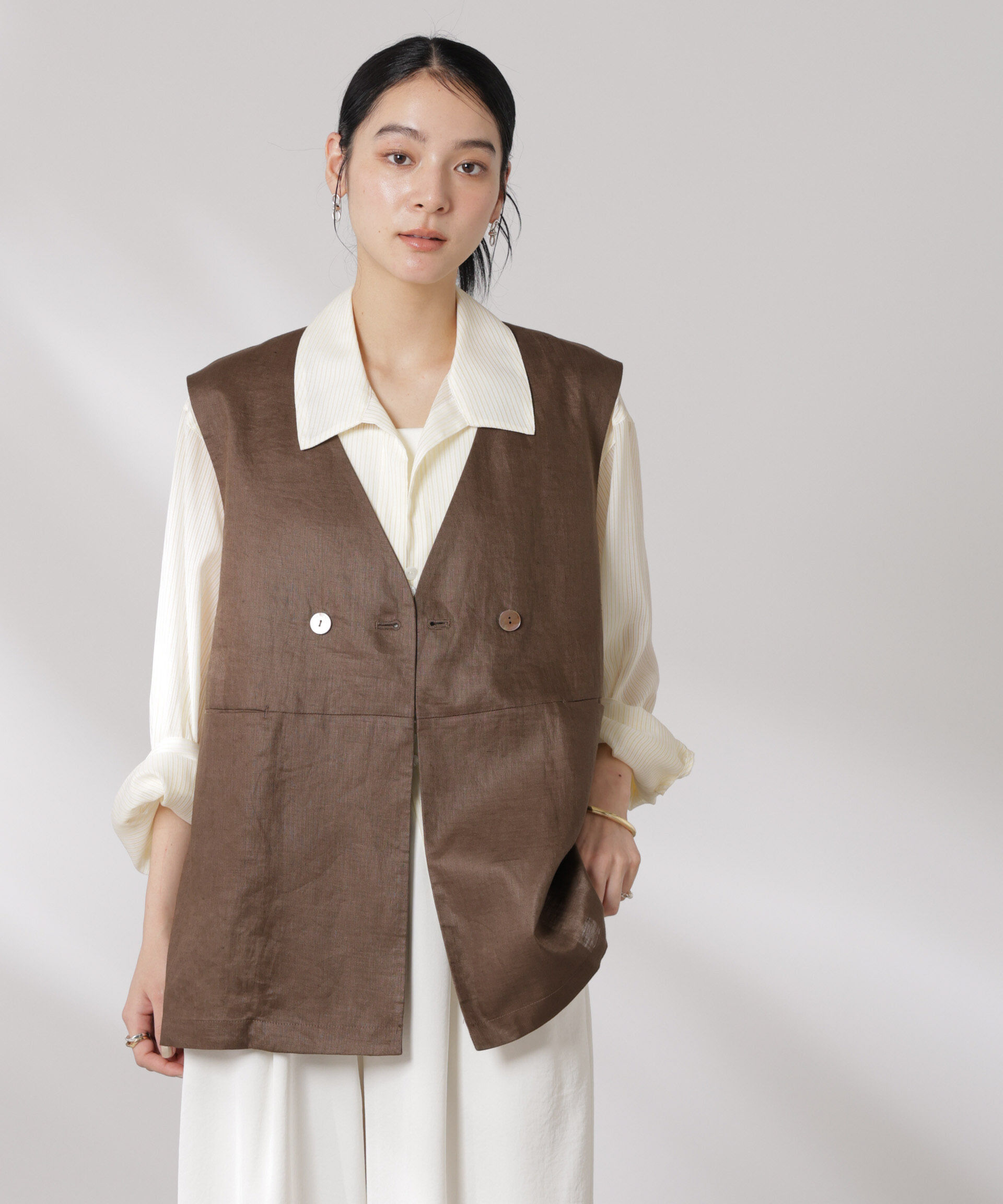 nano･universe「ヨーロピアンフラックス スリットポケットジレ（セットアップ可）」|テーラードジャケット|