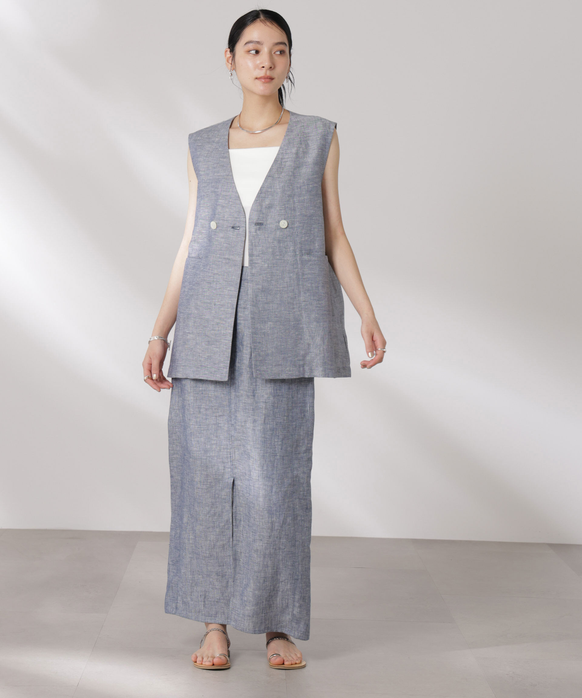 nano･universe「ヨーロピアンフラックス スリットポケットジレ（セットアップ可）」|テーラードジャケット|