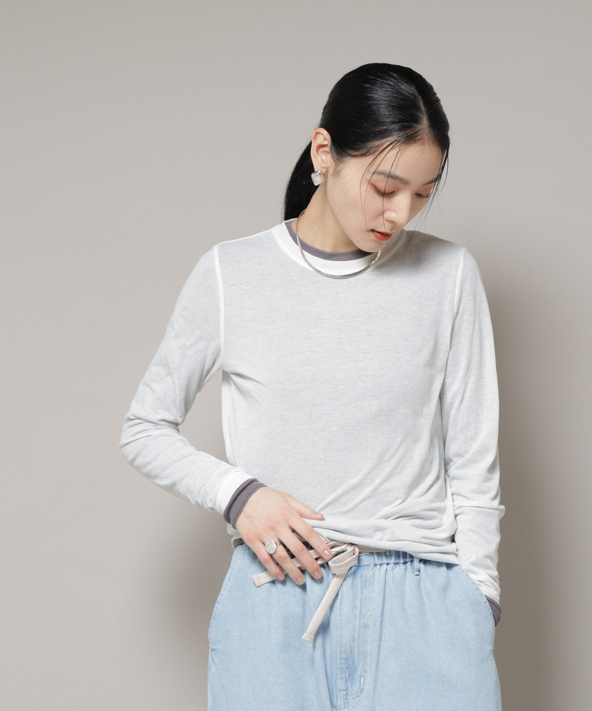 nano･universe「シアーテレコ＆天竺ロンTeeセット」|Tシャツ・カットソー|