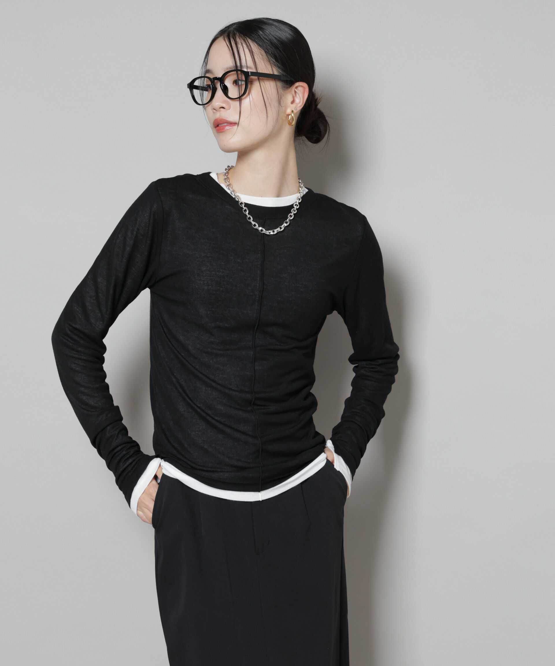 nano･universe「前後2wayシアーフライスカットトップス」|Tシャツ・カットソー|