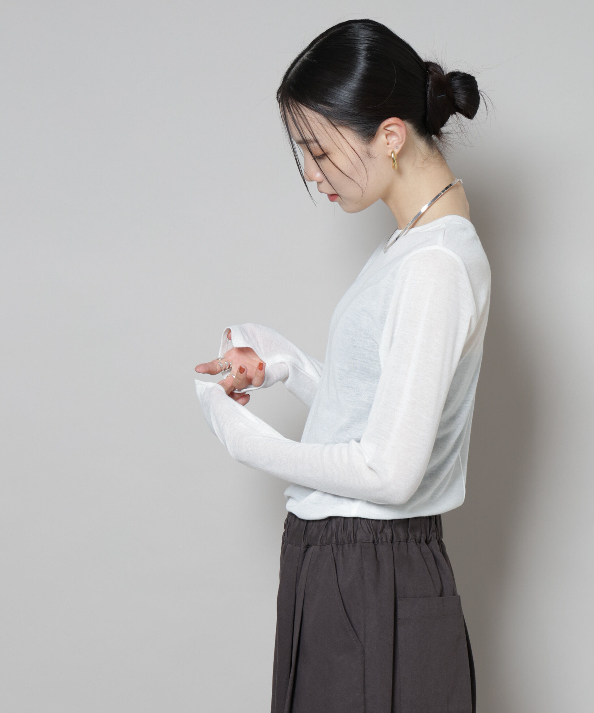 nano･universe「前後2wayシアーフライスカットトップス」|Tシャツ・カットソー|