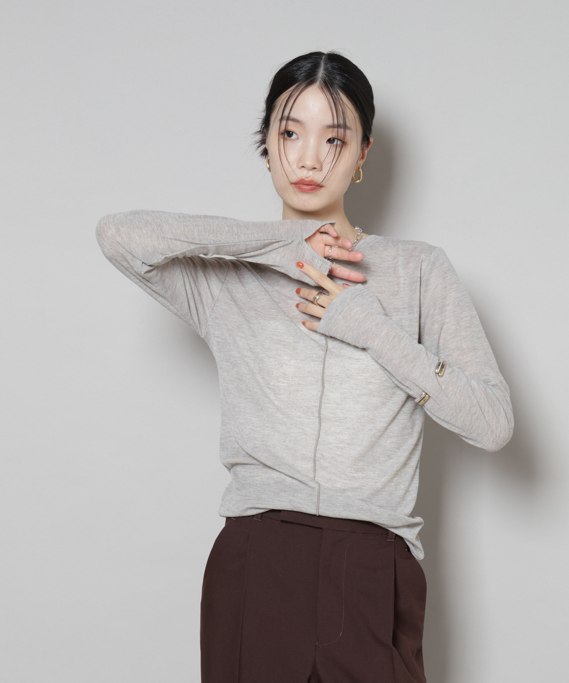 nano･universe「前後2wayシアーフライスカットトップス」|Tシャツ・カットソー|