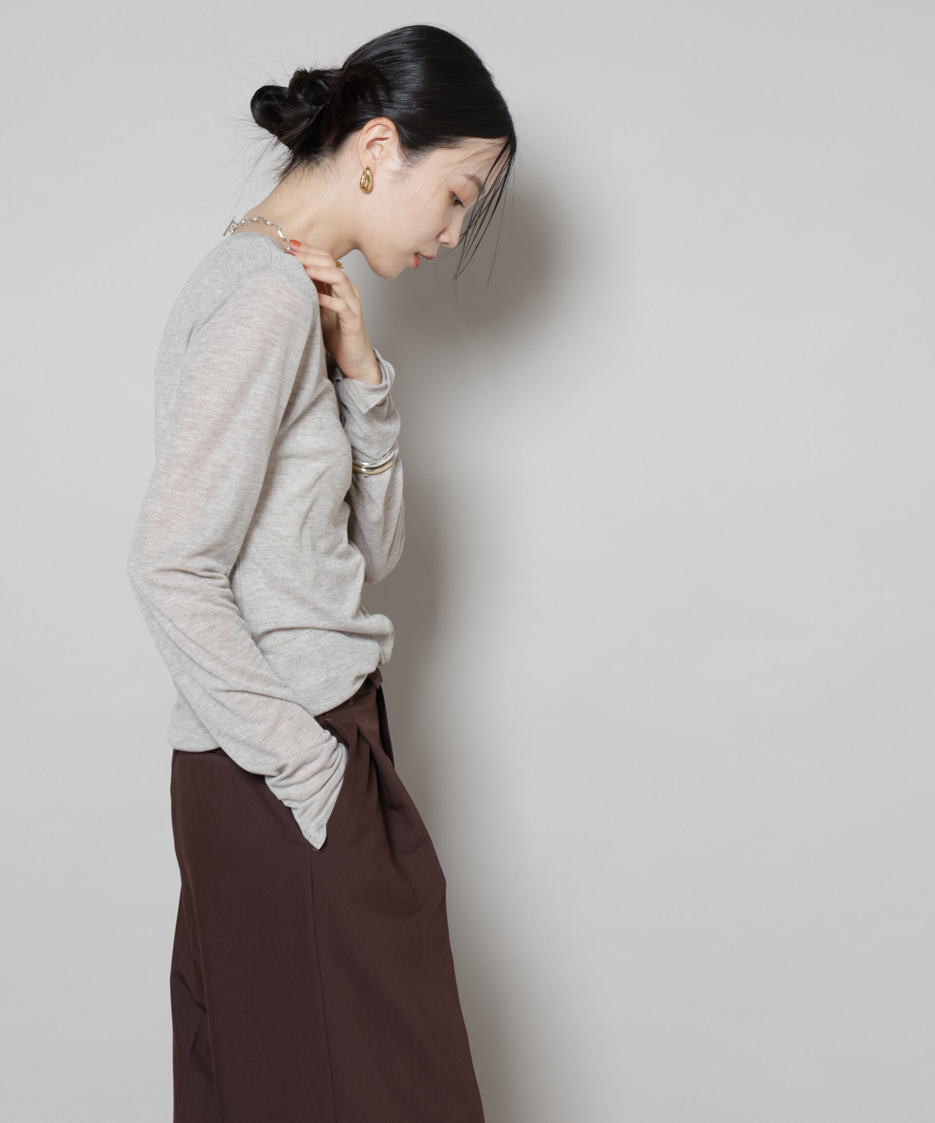 nano･universe「前後2wayシアーフライスカットトップス」|Tシャツ・カットソー|