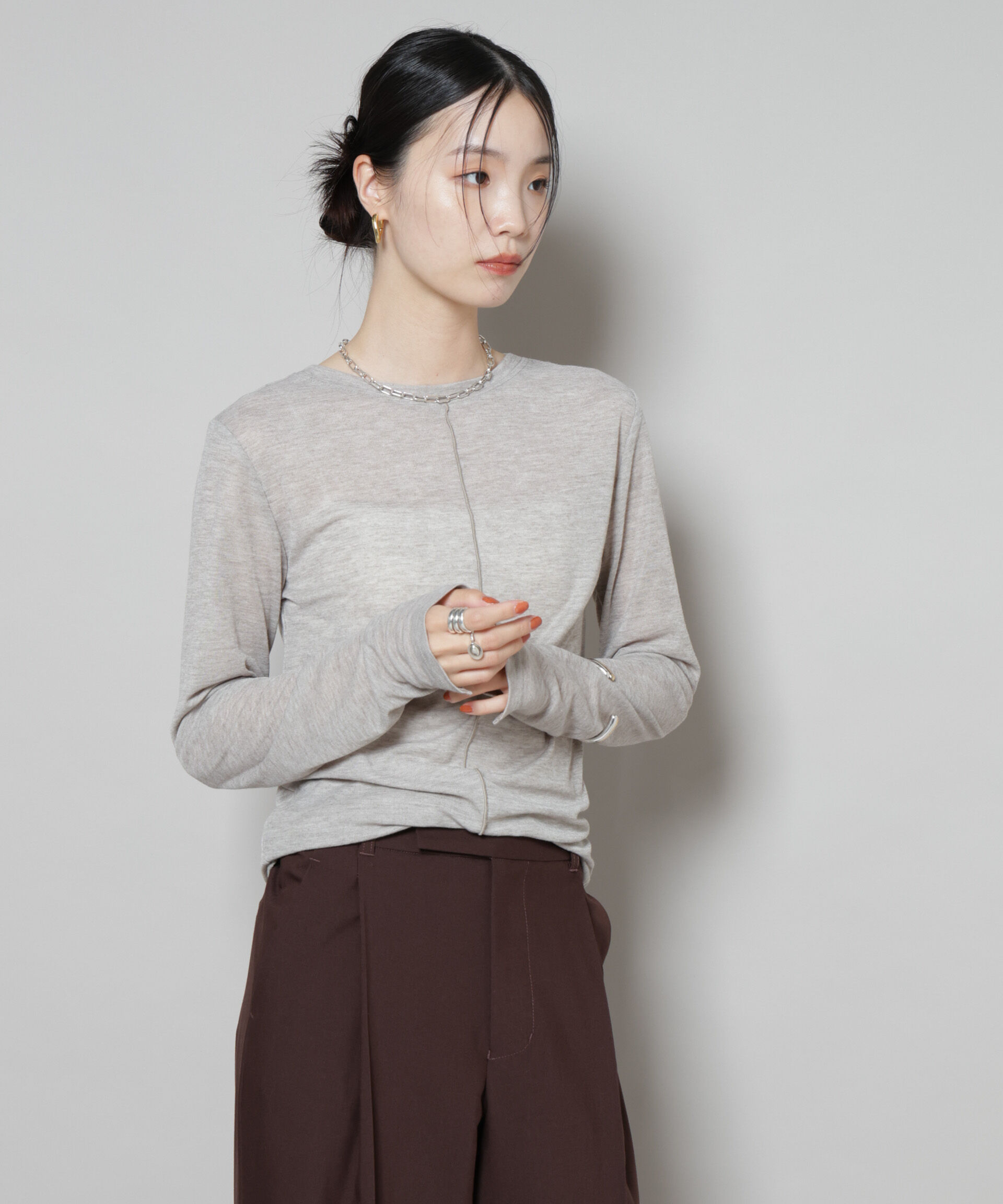 nano･universe「前後2wayシアーフライスカットトップス」|Tシャツ・カットソー|