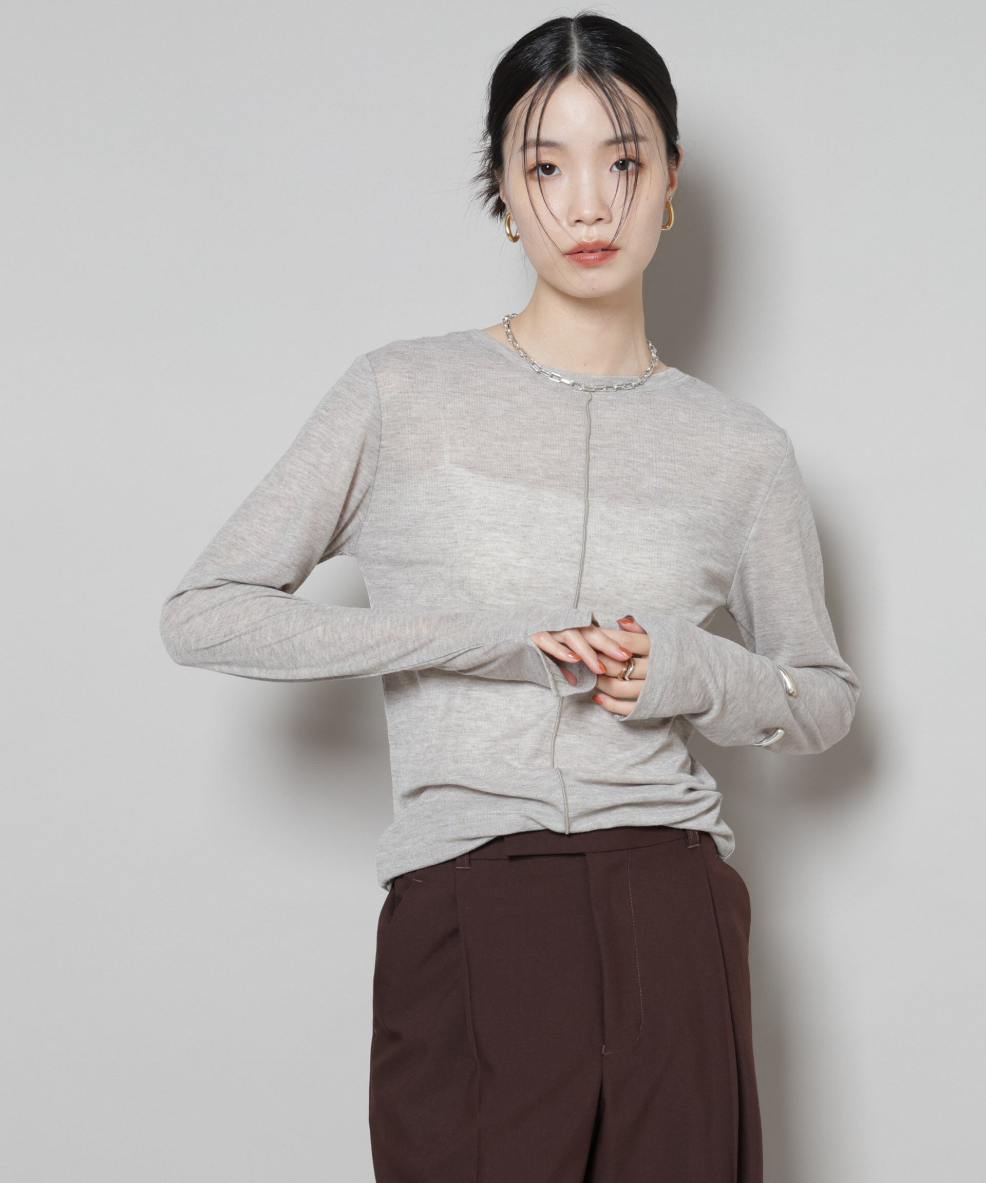 nano･universe「前後2wayシアーフライスカットトップス」|Tシャツ・カットソー|