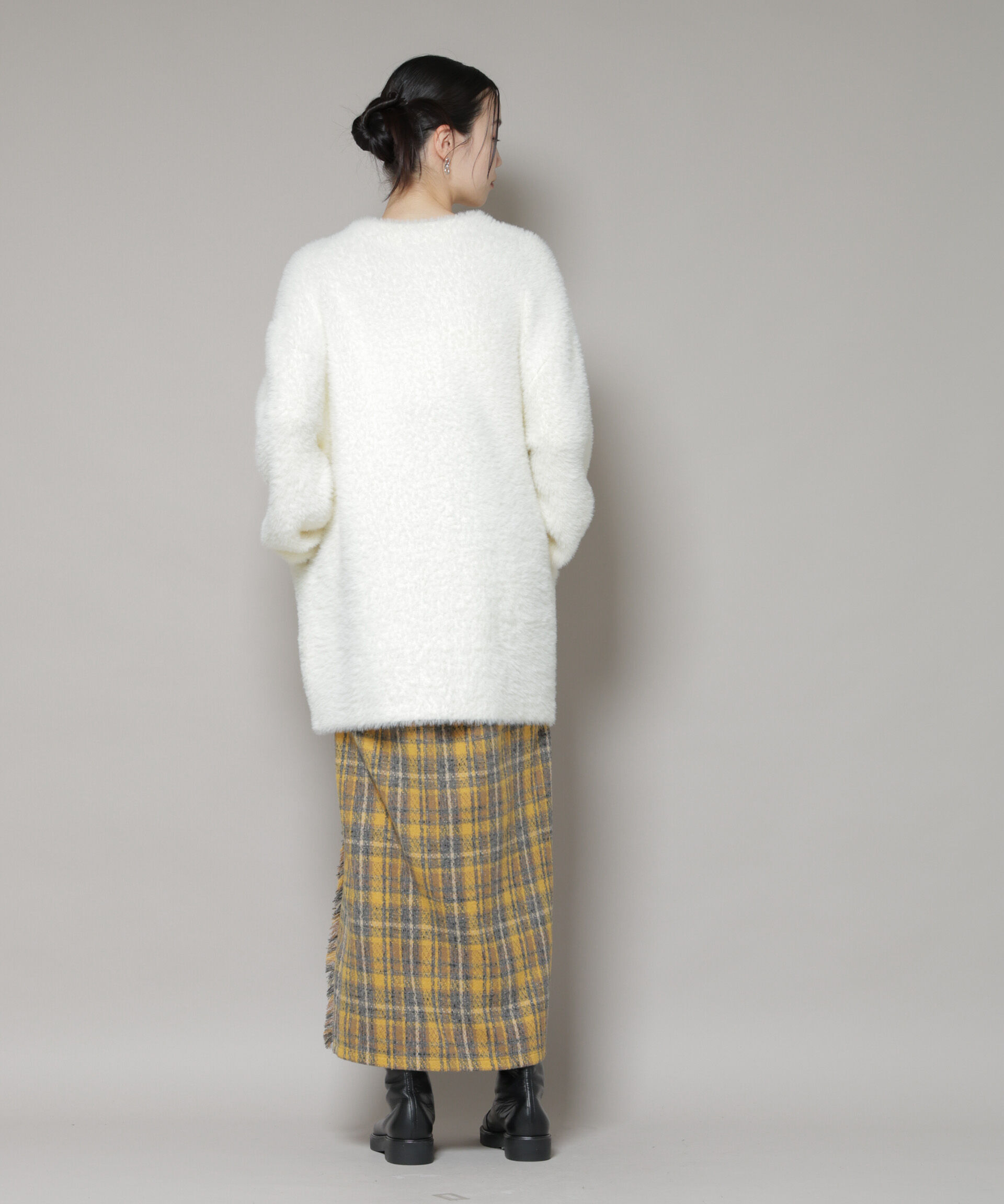 nano･universe「チェックフリンジラップ風スカート(セットアップ可)」|スカート|