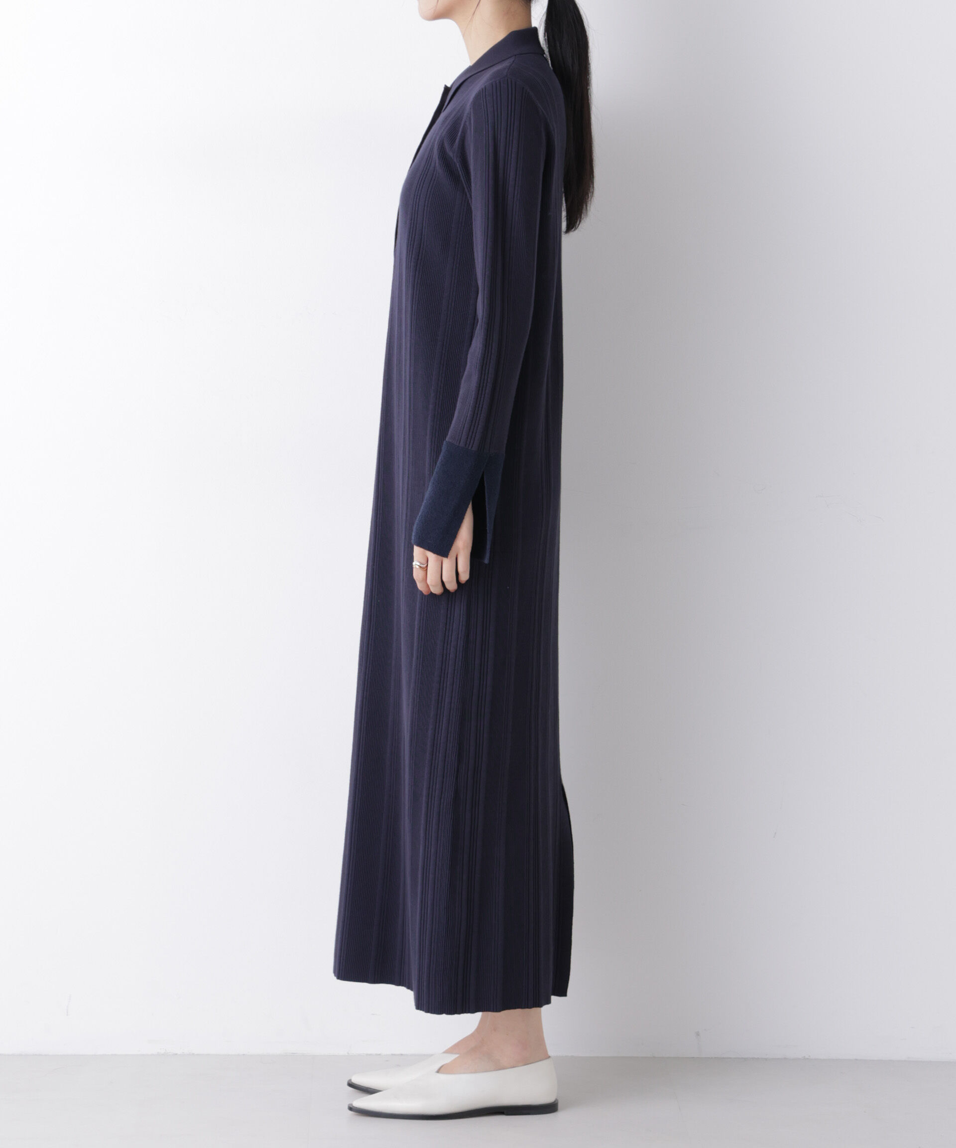 nano･universe「衿付きランダムリブニットワンピース」|ワンピース|