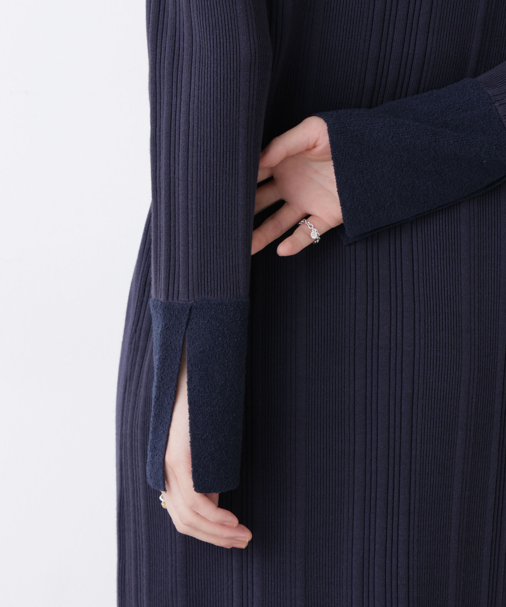 nano･universe「衿付きランダムリブニットワンピース」|ワンピース|