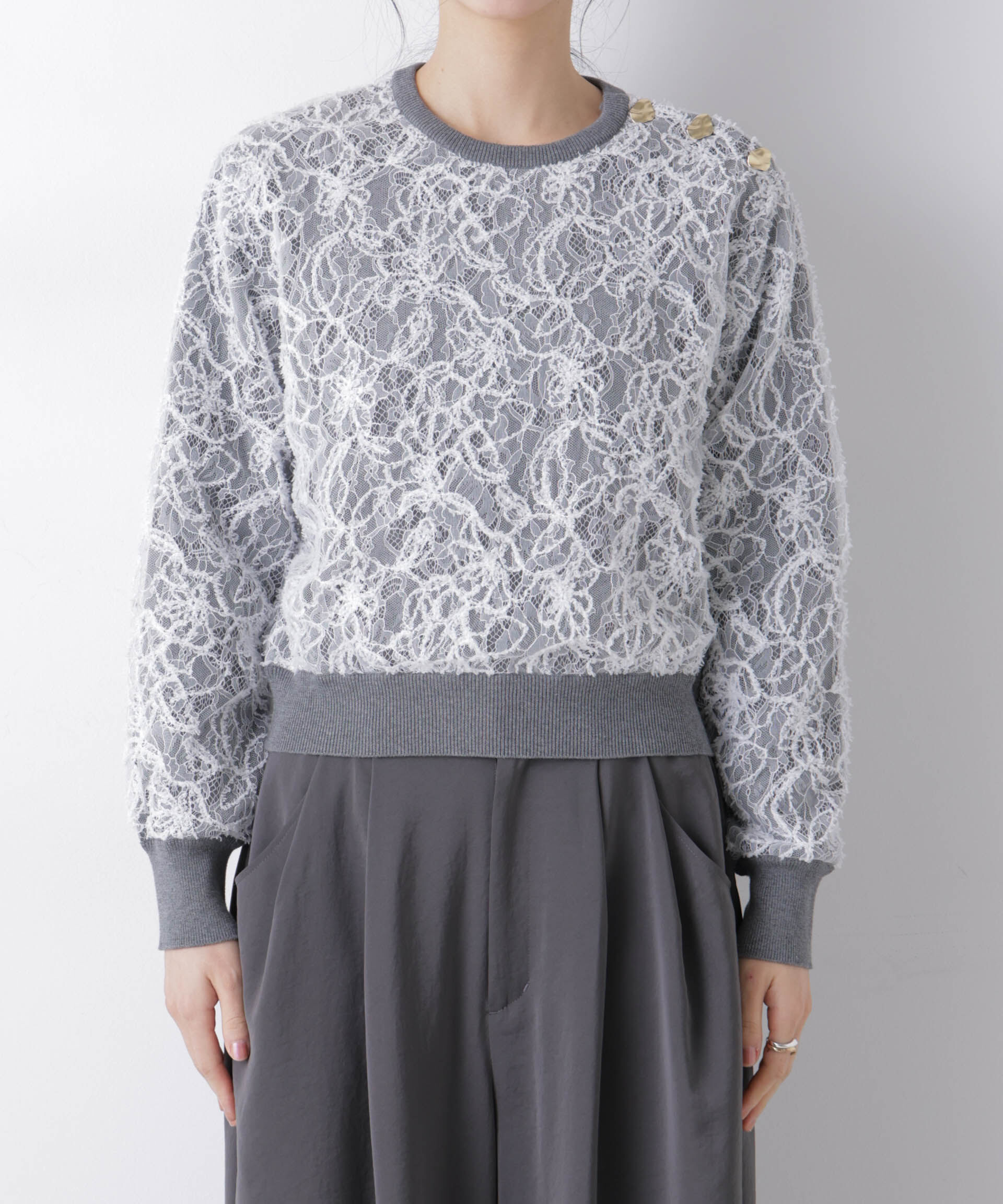 nano･universe「レースレイヤードニットプルオーバー」|ニット・セーター|