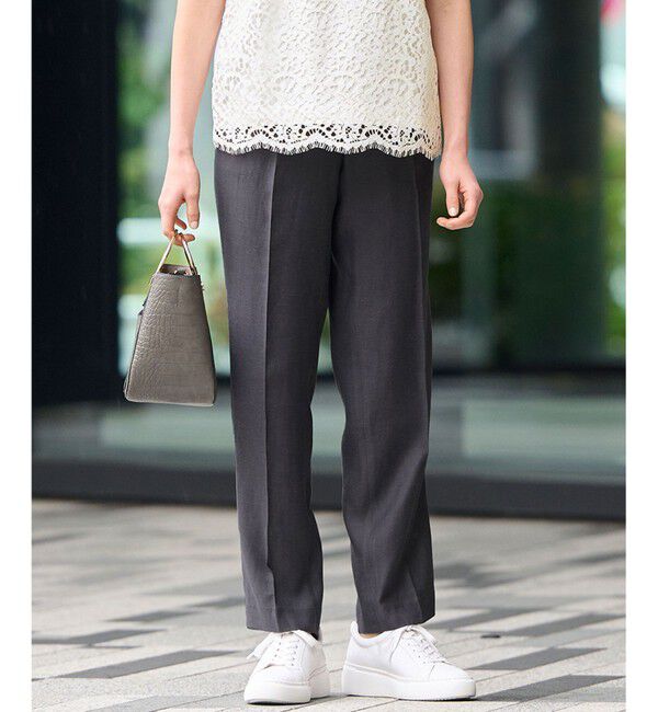 自由区「【XSサイズ～/洗える/セット着用可】キュプラリネンシャンタン イージーテーパードパンツ」|その他|グレー系