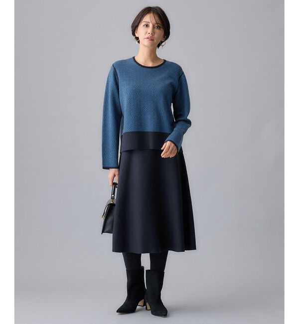 自由区「【WEB限定・マルチウェイ・洗える】ヘリンボーン柄リバーシブルニット セットアップ」|スーツ|