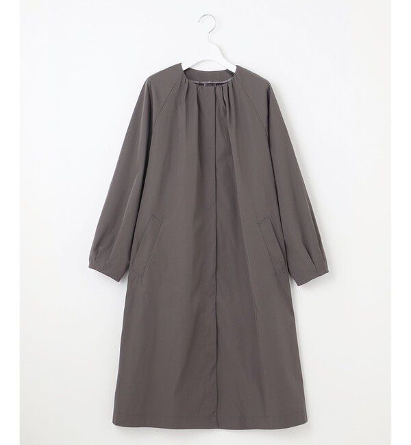 自由区「【洗える】メモリーノーカラー コート」|ノーカラーコート|