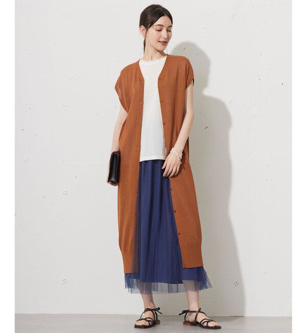 自由区「【カタログ掲載・洗える】フリンジディテールノースリーブ カットソー」|Tシャツ・カットソー|