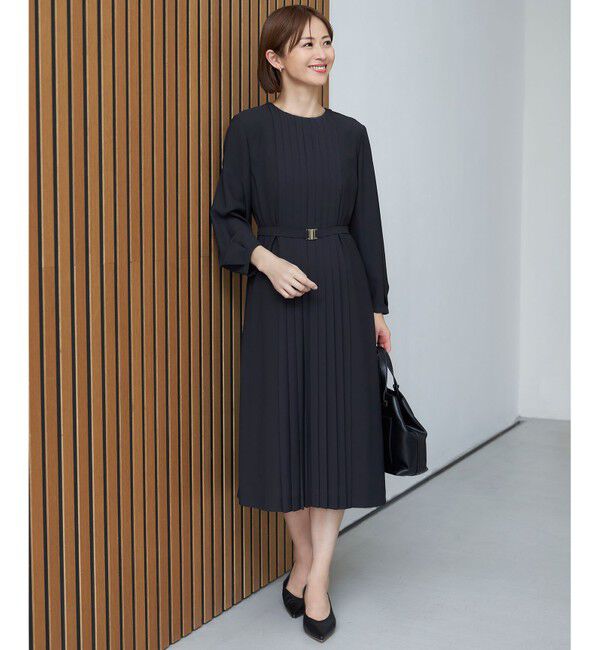 自由区「ライトサテン ワンピース」|ドレス|ネイビー