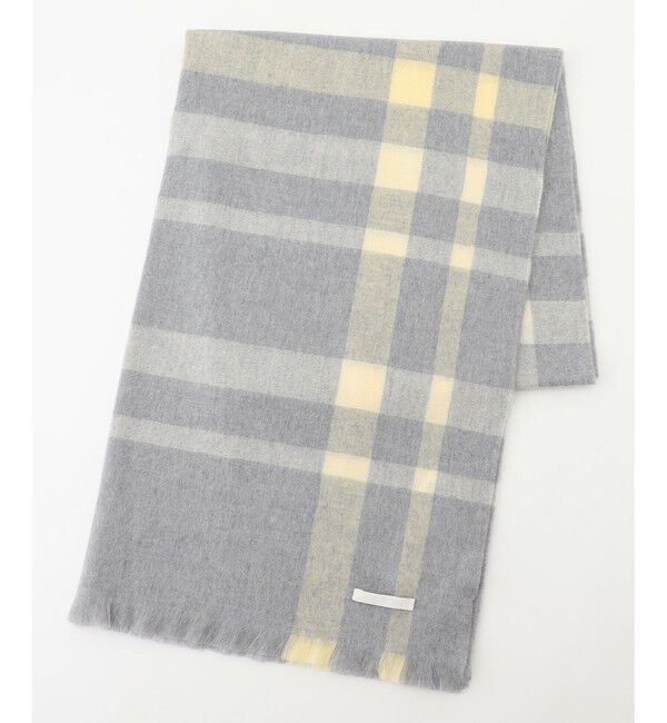 自由区「カシミヤビッグチェック ストール」|ストール|TOPグレー系