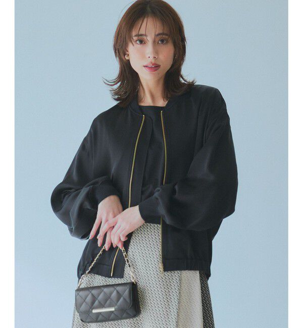 23区「【洗える】ドレープサテン MA-1 ブルゾン」|ブルゾン・スタジャン|ブラック系