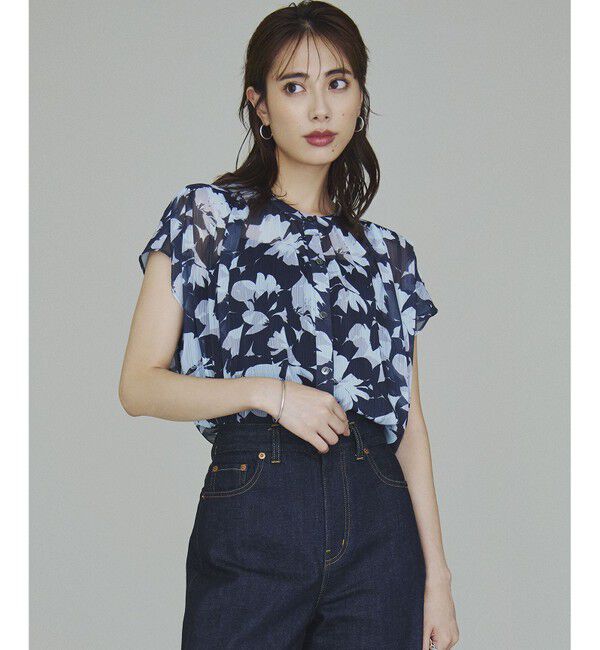 23区「【洗える】Ratti シャドーフラワー プリント ブラウス」|シャツ・ブラウス|ﾈｲﾋﾞｰﾌ