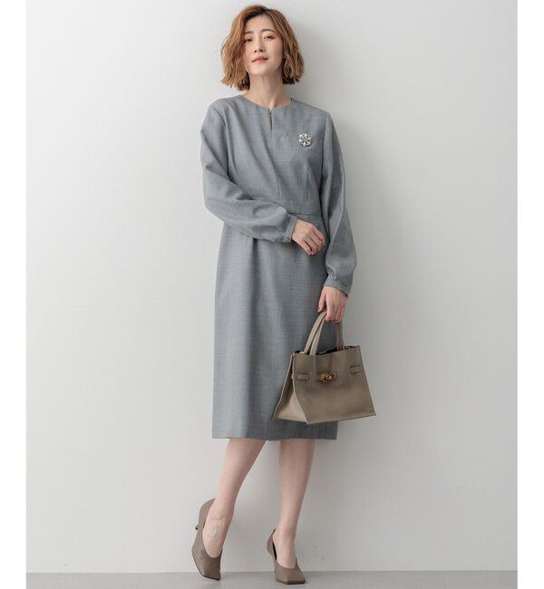 23区「【洗える】ウールミックスジョーゼット ワンピース」|ワンピース|
