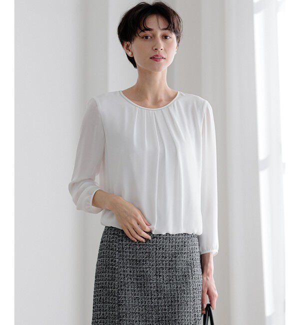 23区「【洗える】シルキーデシン ボールチェーン カットソー」|Tシャツ・カットソー|ホワイト系