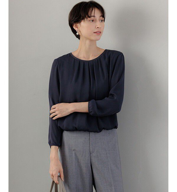 23区「【洗える】シルキーデシン ボールチェーン カットソー」|Tシャツ・カットソー|ネイビー系