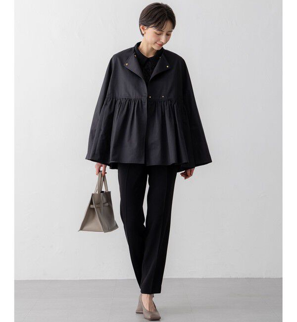 23区「【VERYコラボ/撥水加工】グロッシーツイル アウター」|ノーカラーコート|