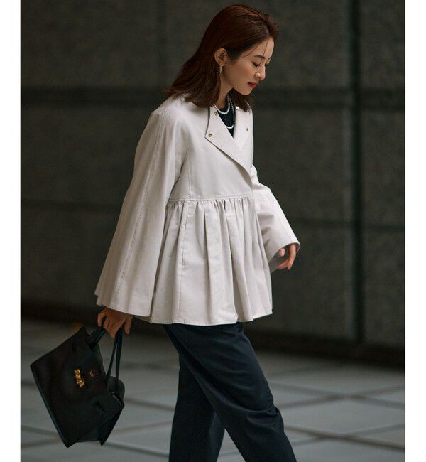 23区「【VERYコラボ/撥水加工】グロッシーツイル アウター」|ノーカラーコート|