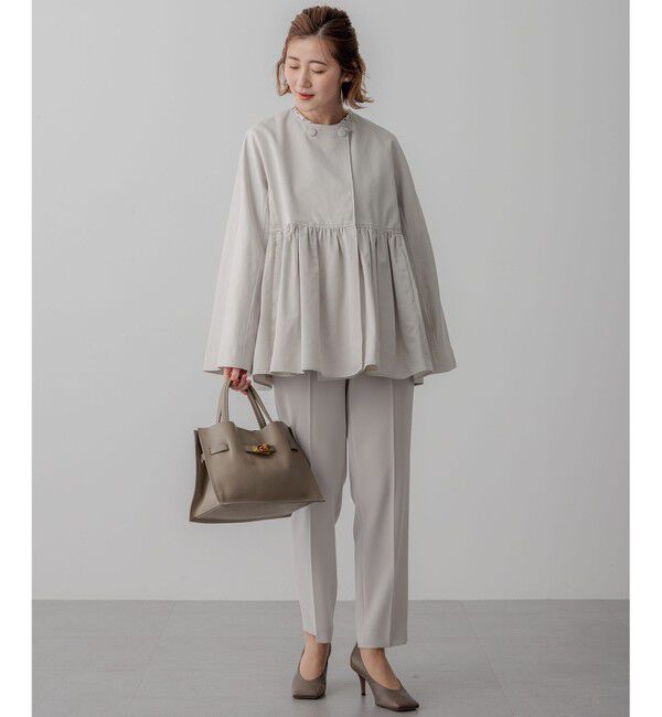 23区「【VERYコラボ/撥水加工】グロッシーツイル アウター」|ノーカラーコート|