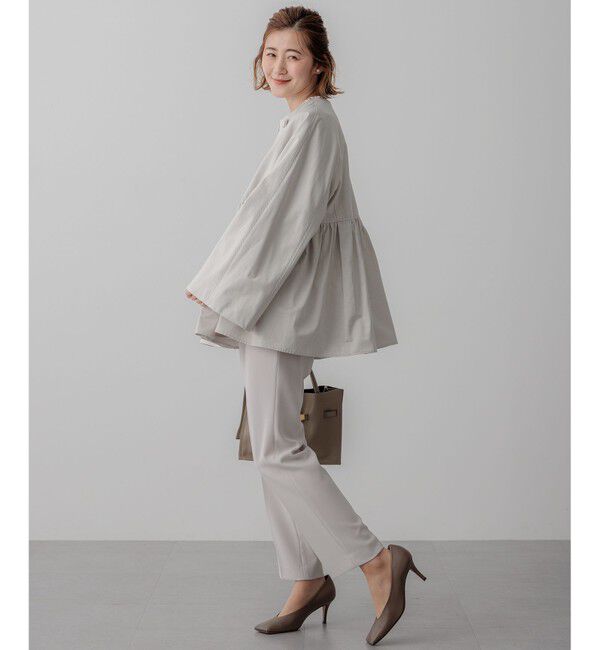 23区「【VERYコラボ/撥水加工】グロッシーツイル アウター」|ノーカラーコート|