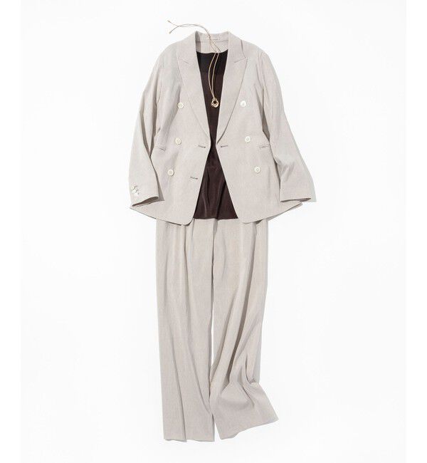 23区「【洗える】リネンレーヨンストレッチ ダブル ジャケット」|テーラードジャケット|