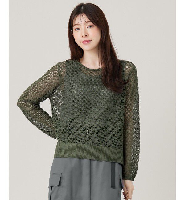 any SiS「【2SET】メッシュニット セット」|ニット・セーター|カーキ