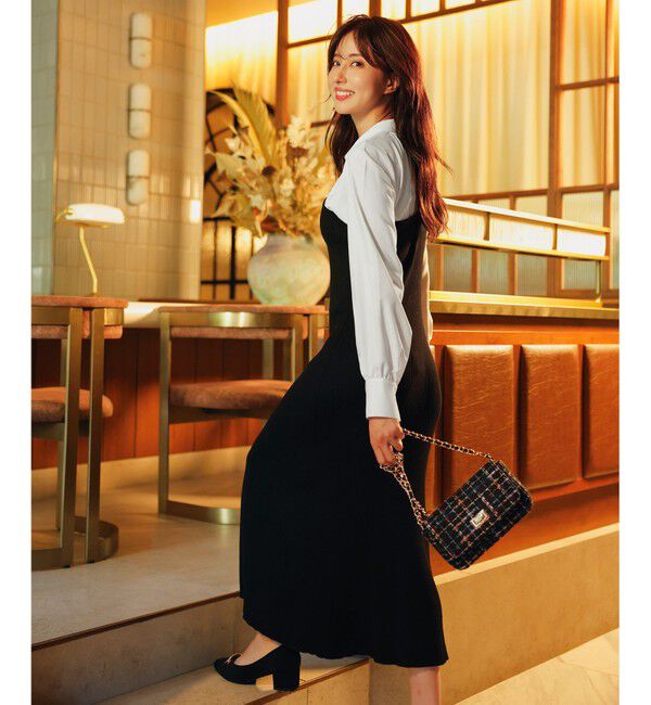 any SiS「【全方位 好印象】シャツコンビリブニット ワンピース」|ワンピース|