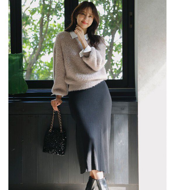 any SiS「【全方位 好印象】シャツコンビリブニット ワンピース」|ワンピース|