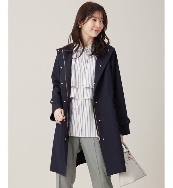 ANY SIS「【撥水・UVカット・洗える】フーデットロング コート」|ミリタリー・モッズコート|ネイビー