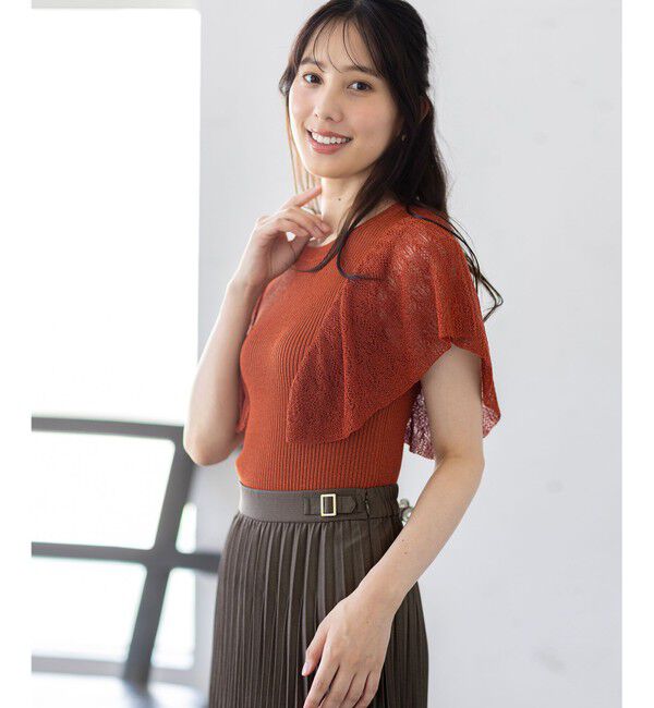 any SiS「【洗える】レーシーフレアスリーブ ニット」|ニット・セーター|