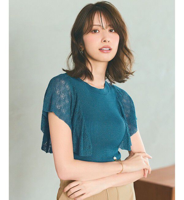 any SiS「【洗える】レーシーフレアスリーブ ニット」|ニット・セーター|