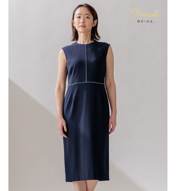 BEIGE,「CINDY / クルーネックドレス」|ワンピース|Navy &times; White