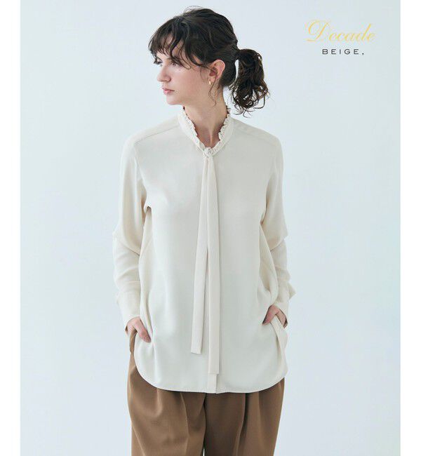 BEIGE,「【洗える】EVA / ボウタイロングスリーブブラウス」|シャツ・ブラウス|Sheer Orange